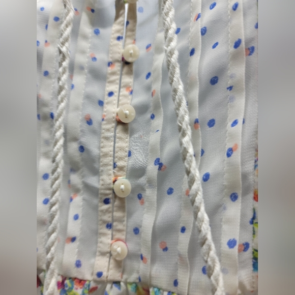 Arizona Jean Co Scoop Neck Babydoll Top Size L Closure Button & TASSLE TIE - Picture 6 of 8